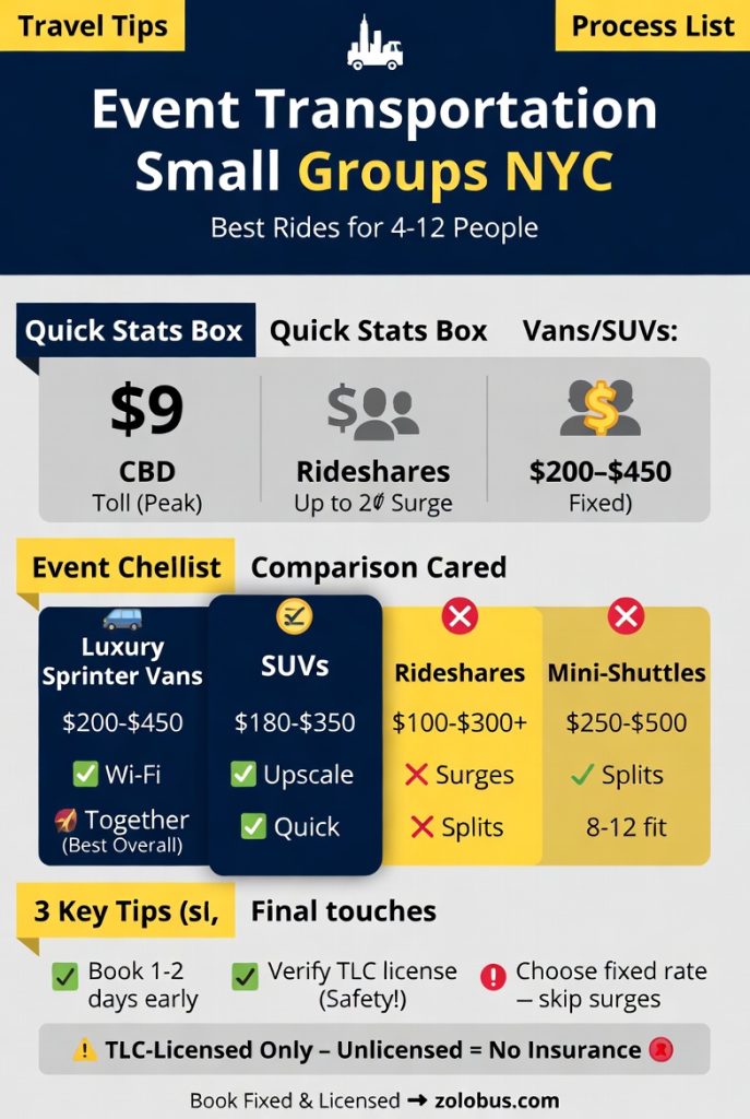 Infographic event transportation small groups NYC