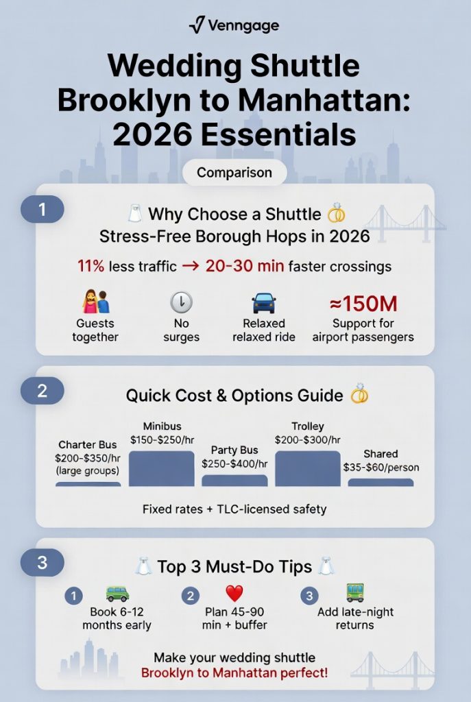 Infographic wedding shuttle Brooklyn to Manhattan
