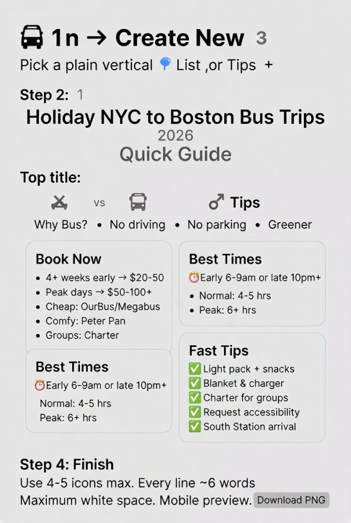 Holiday NYC to Boston Bus Trips 2026: Reliable & Affordable Choices for the Holidays 4 Infographic holiday NYC to Boston bus trips