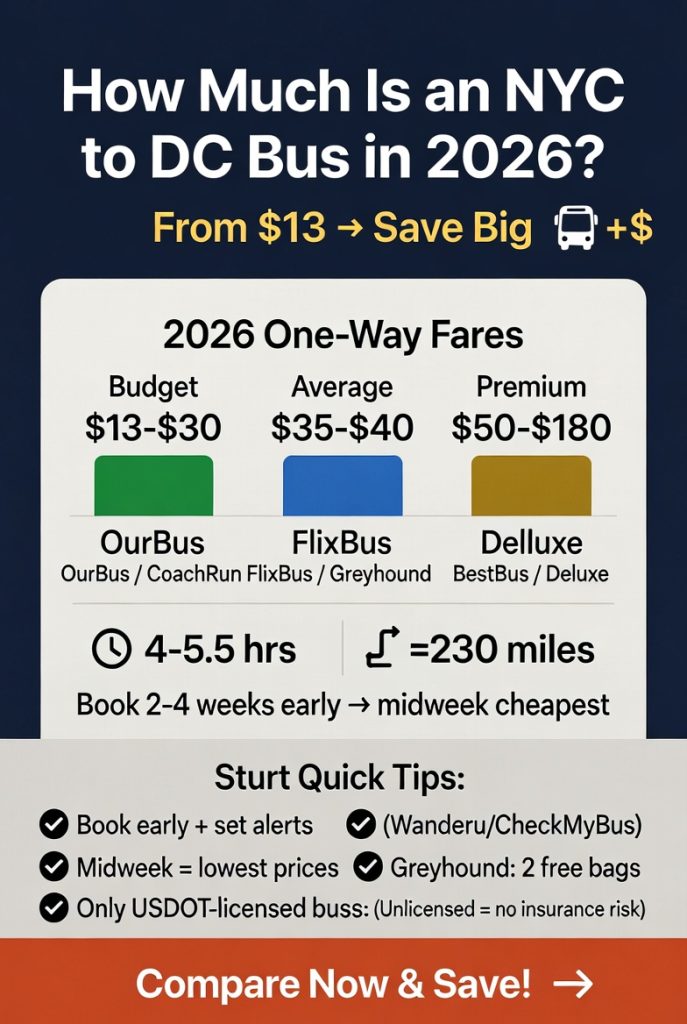 Ultimate Guide: How Much Is an NYC to DC Bus in 2026 – Save Big on Affordable Rides 4 Infographic how much is an nyc to dc bus