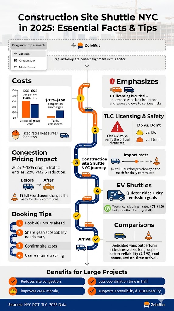 Construction Site Shuttle NYC: Epic 24/7 Amazing Crew Rides! 4 Infographic Construction Site Shuttle NYC
