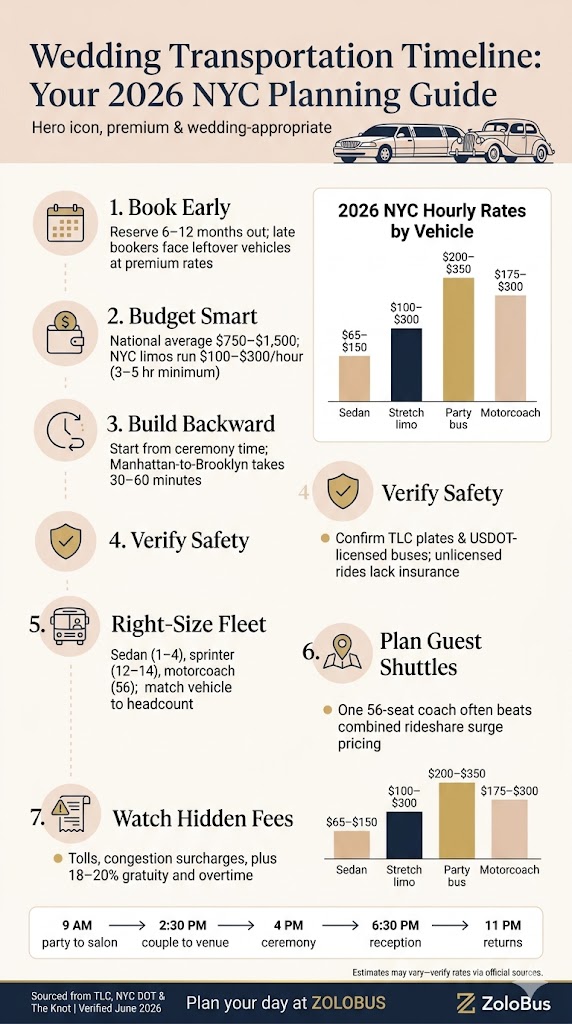 Wedding Transportation Timeline: The Ultimate Easy Guide for Perfect 2026 NYC Weddings 4 Infographic Wedding Transportation Timeline